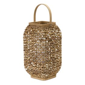 Lantern 21.5"H Wicker/Glass