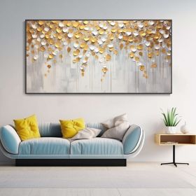 Hand Painted Golden Texture Knife Painting Abstract Autumn Leaves Landscape Oil Painting Home Wall Deco Original Modern Light Luxury Housewarming Gift (size: 70x140cm)